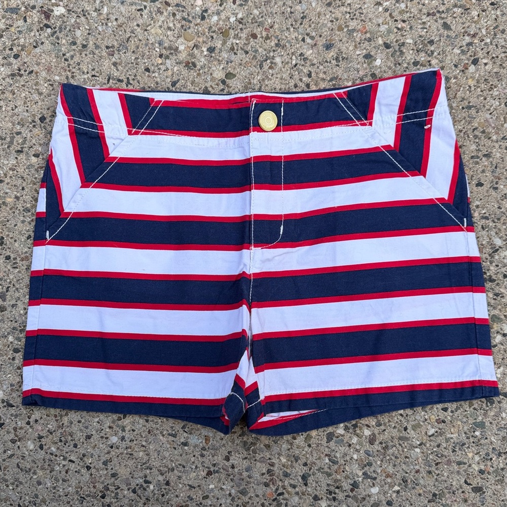 Gymboree Girls Red White Blue Striped Shorts Size 10 Patriotic Cotton